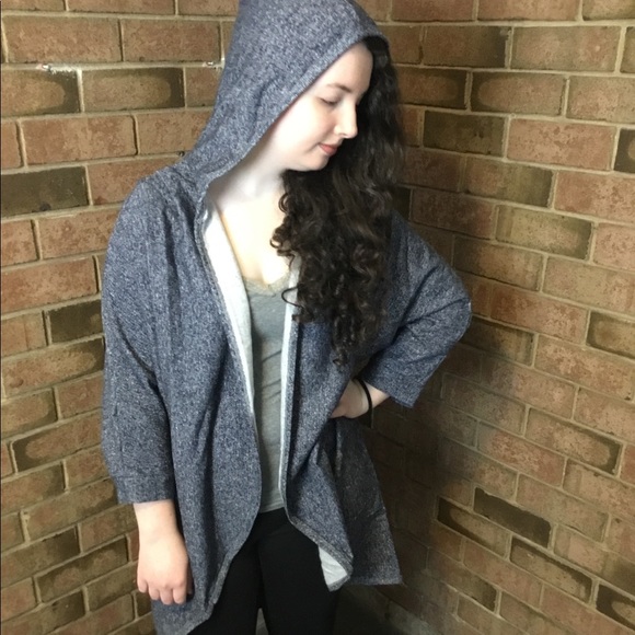 French Terry Hooded Jacket Navy - Picture 6 of 6